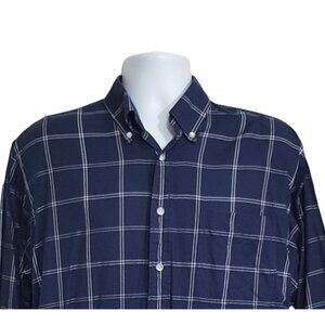 Resistol Mens Western Shirt M Blue Plaid Button Down Cotton Long Sleeve